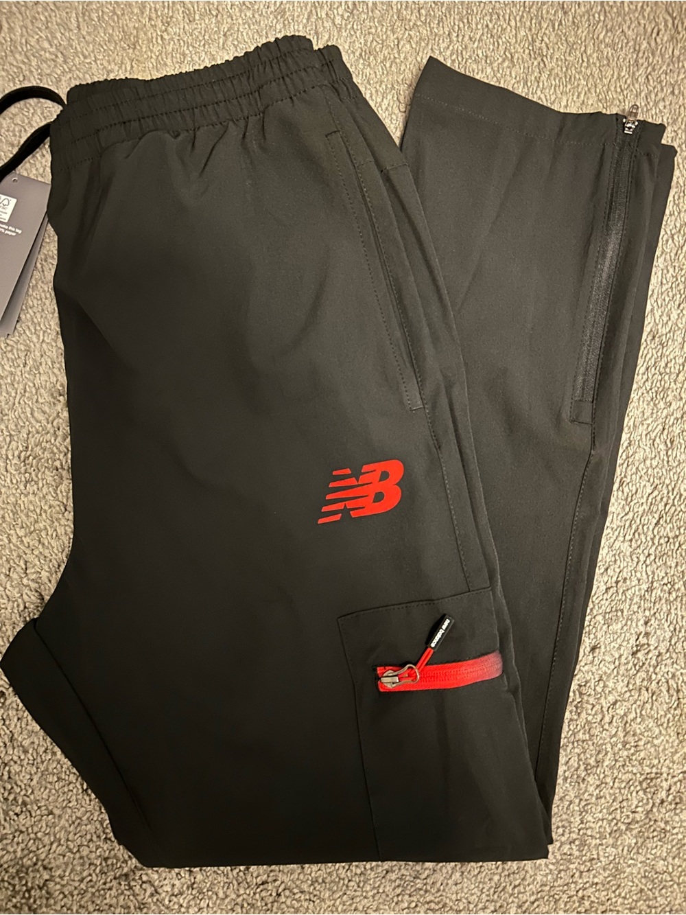 New Balance Men’s Black Red Athletic Pants Medium New (Rare)!!